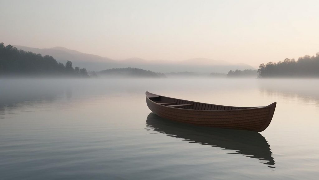 Ruderboot auf stillem See